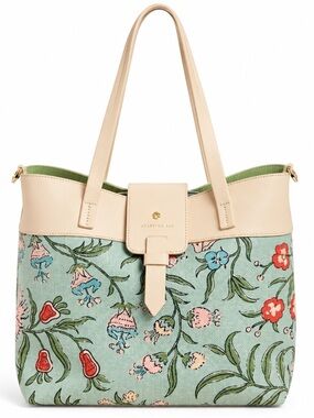 Spartina 449 Olivia Tote Floral Linen Napa Leather Shoulder Bag